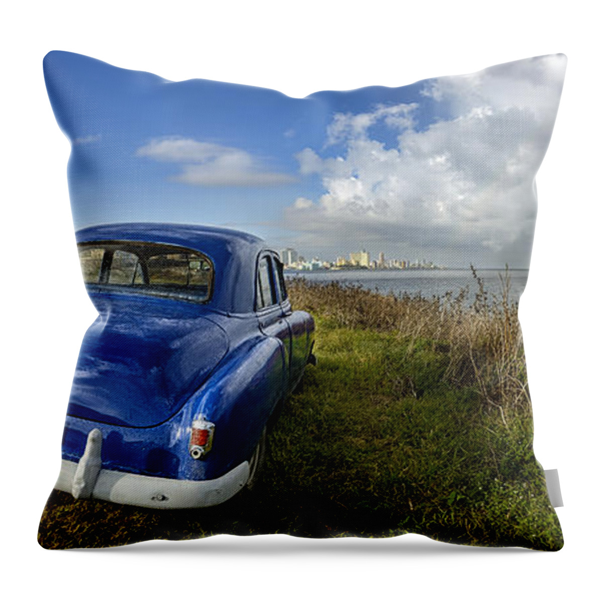 Old Car Throw Pillow featuring the photograph Havana Rainbow by Jose Rey