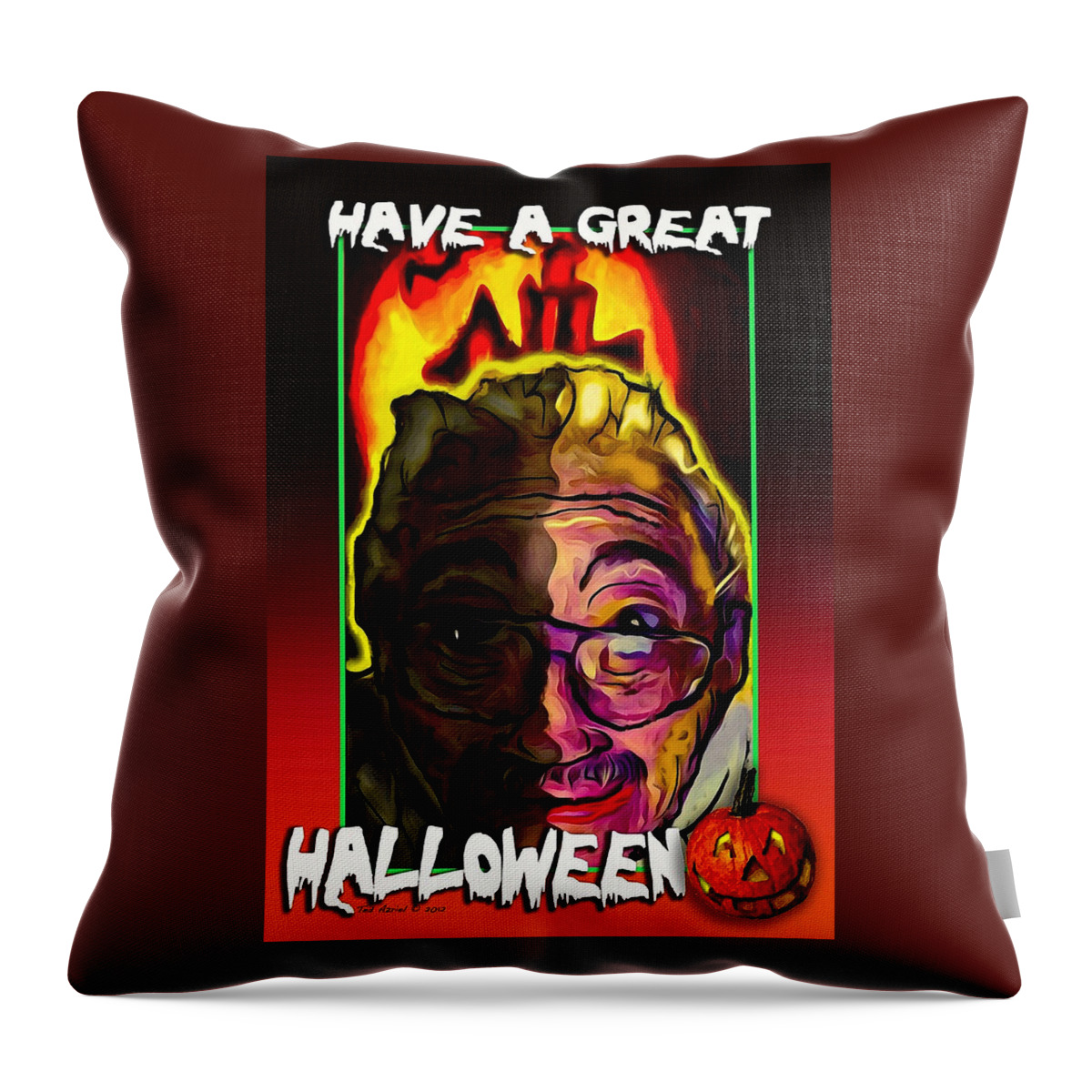 Paintings Throw Pillow featuring the painting Have A Great Halloween by Ted Azriel