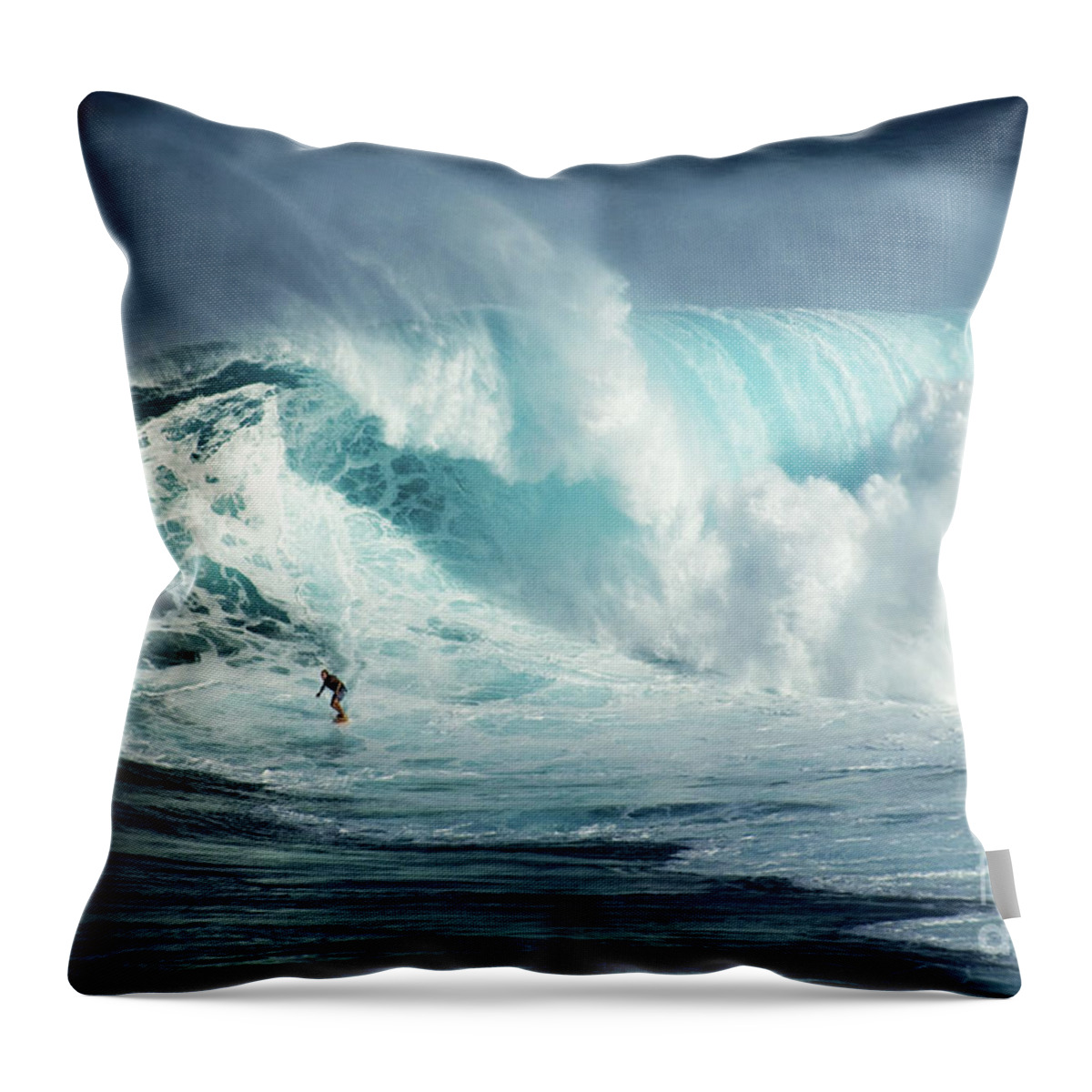 Surf Throw Pillow featuring the photograph Hawaii Surfing Jaws 1 by Bob Christopher