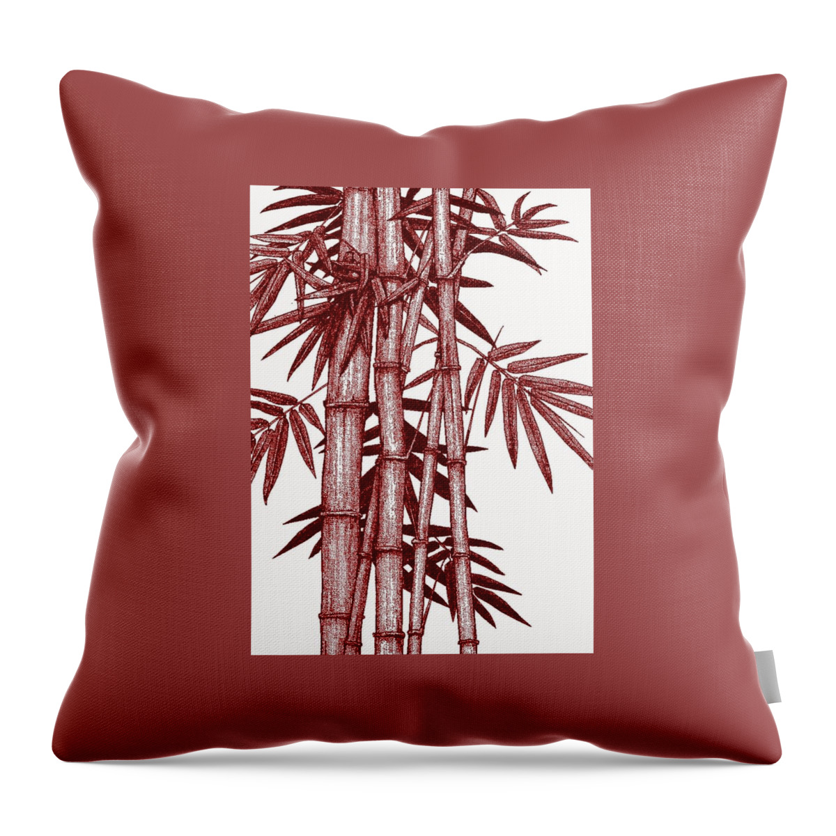 Hawaiian Bamboo Throw Pillow featuring the digital art Hawaiian Bamboo red by Stephen Jorgensen