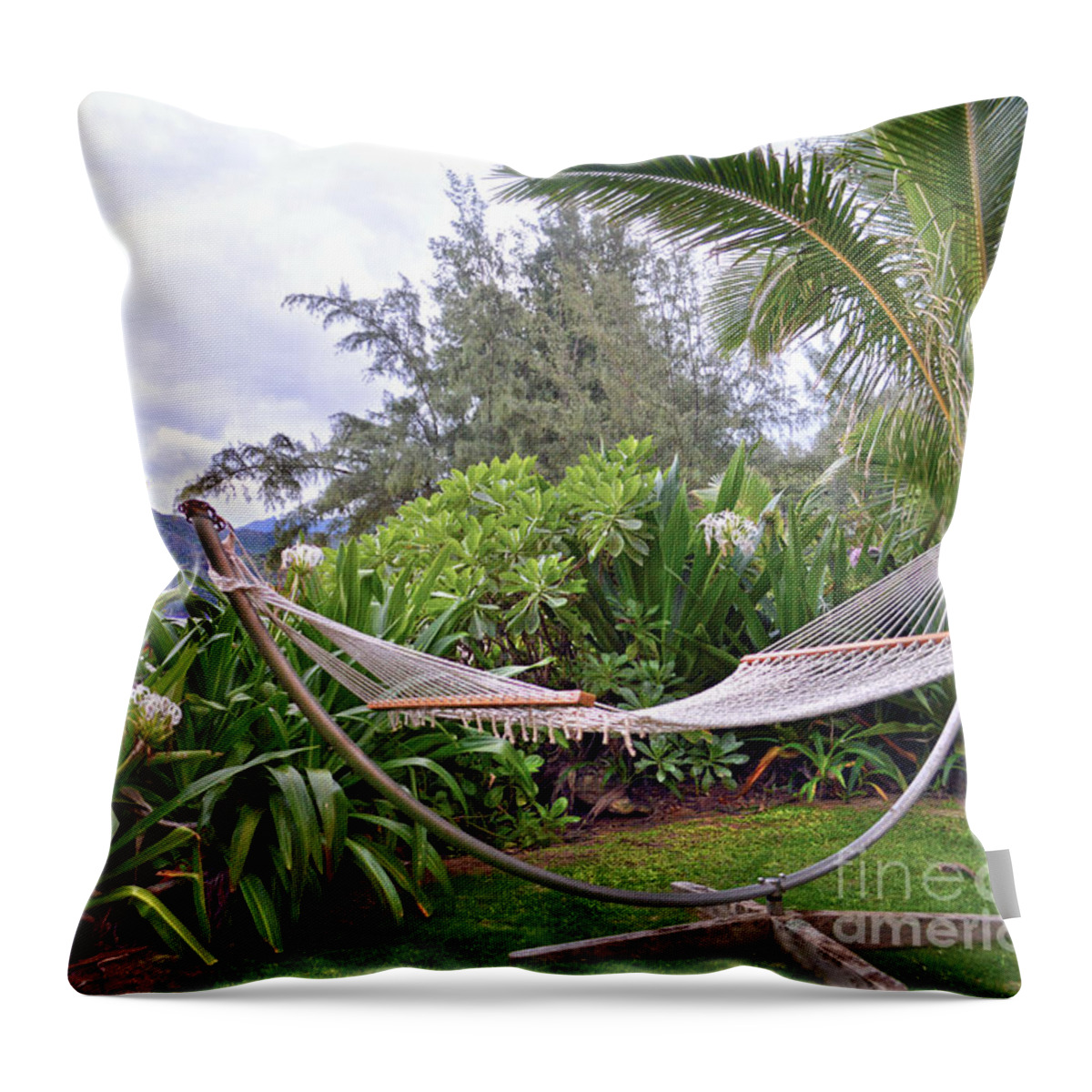 Hammock Throw Pillow featuring the photograph Hawaiian Hammock by Catherine Sherman