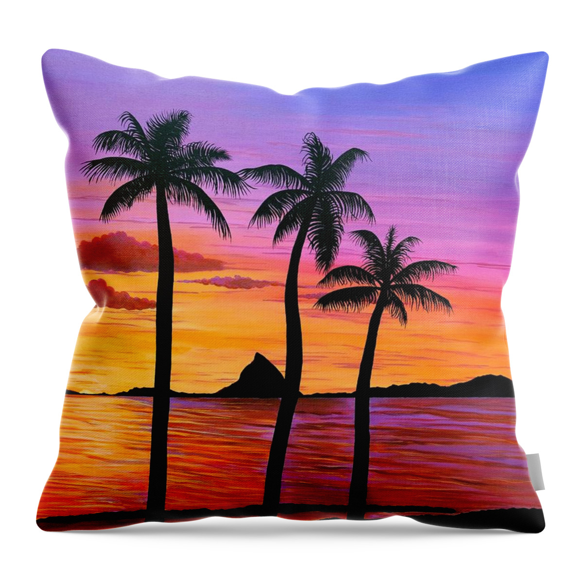 Hawaii Throw Pillow featuring the painting Hawaiian Sunset by Carol Sabo