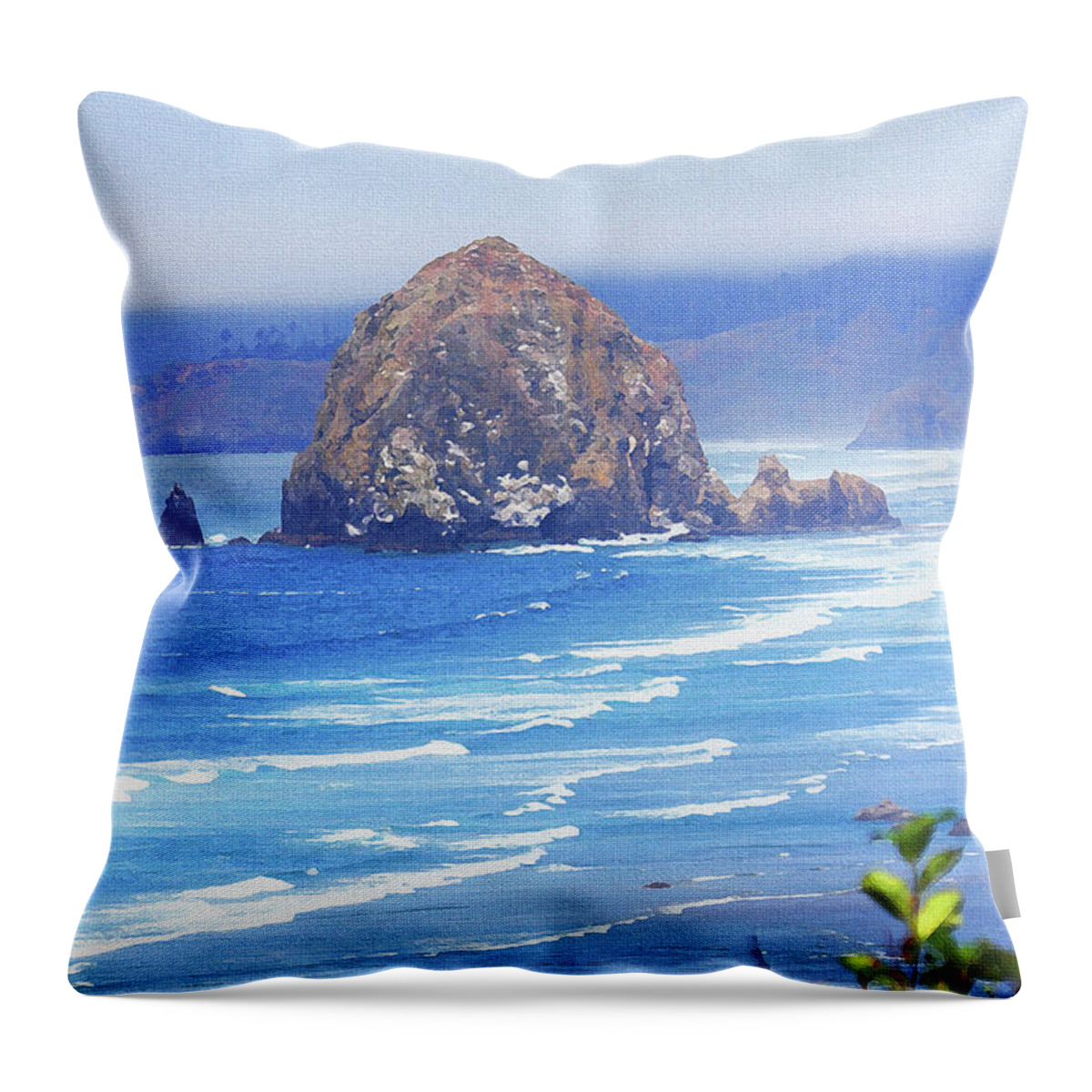 Haystack Rock Oregon Throw Pillow featuring the photograph Haystack Rock Oregon by Tom Janca
