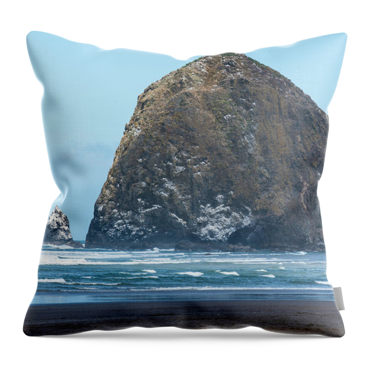 Cannon Beach Throw Pillow featuring the photograph Haystack Rock by Tom Cochran