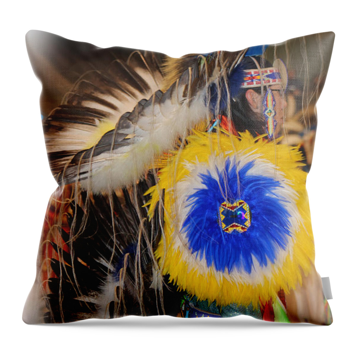Native Americans Throw Pillow featuring the photograph Head Dress by Audrey Robillard