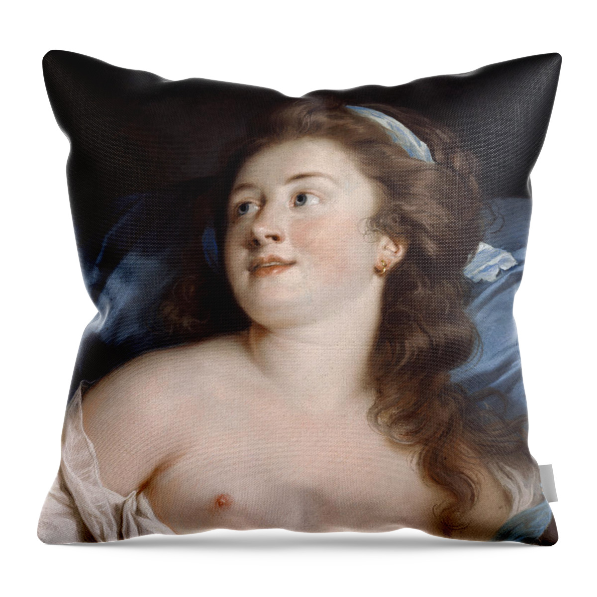 Adelaide Labille-guiard Throw Pillow featuring the drawing Delightful Surprise by Adelaide Labille-Guiard