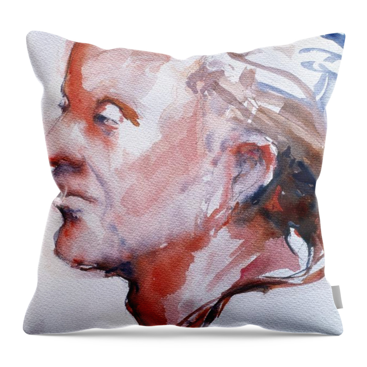 Headshot Throw Pillow featuring the painting Head Study 5 by Barbara Pease