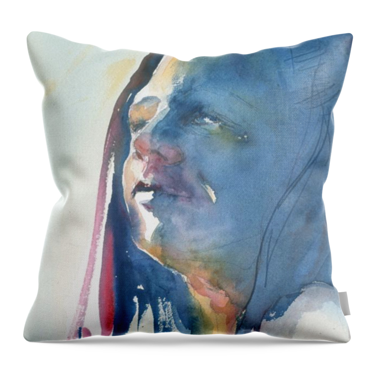 Headshot Throw Pillow featuring the painting Head Study8 by Barbara Pease