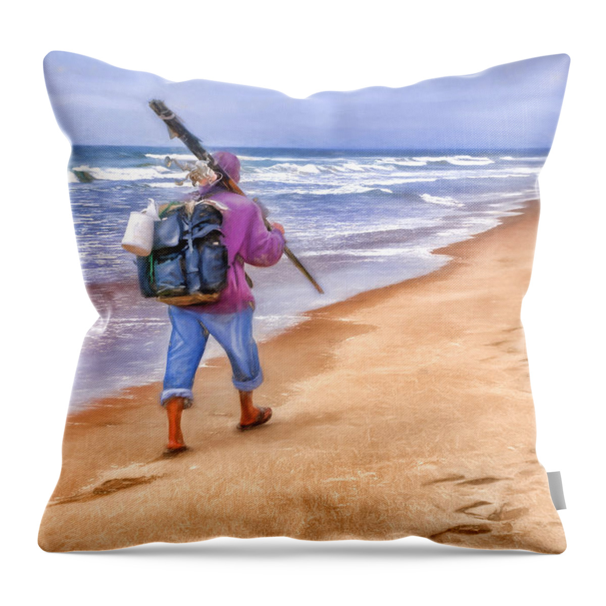 Fisherman Throw Pillow featuring the photograph Heading Home - Ocean Fisherman by Nikolyn McDonald