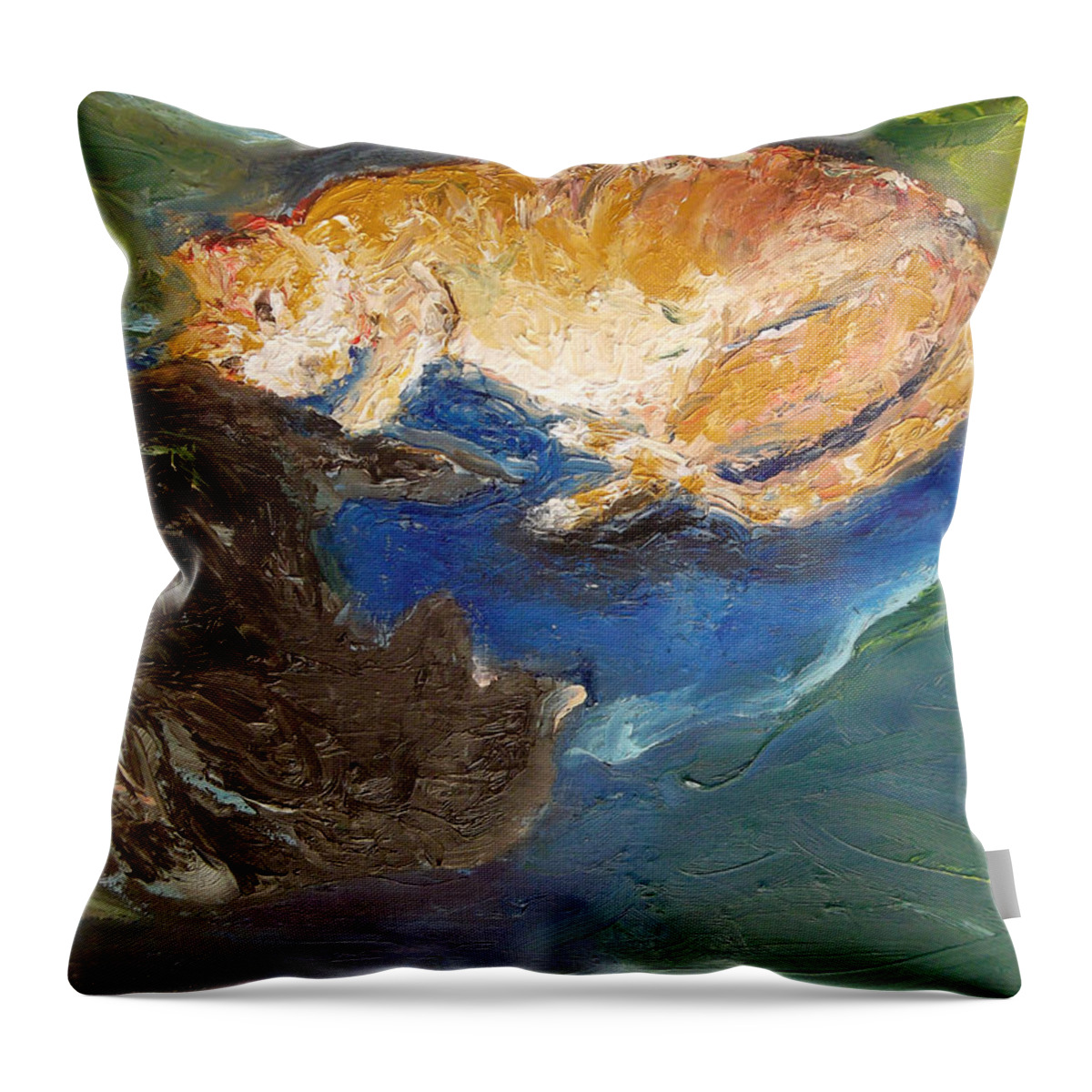 Cats Throw Pillow featuring the painting Heads or Tails by Susan Esbensen