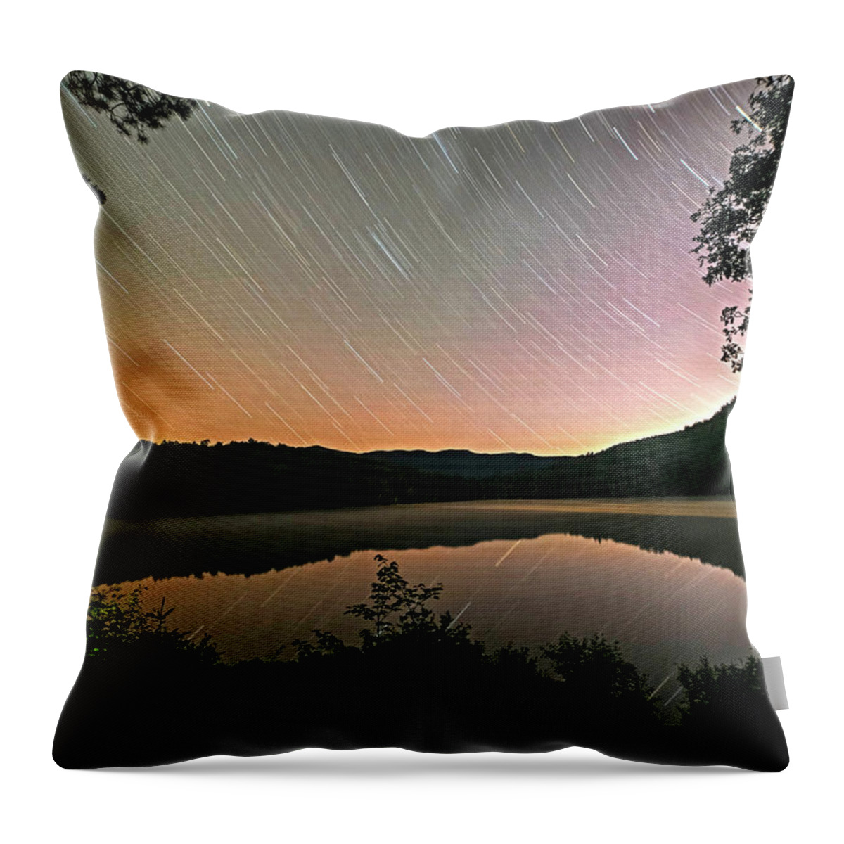 Heart Throw Pillow featuring the photograph Heart Lake Star Trail Adirondacks North Elba by Toby McGuire