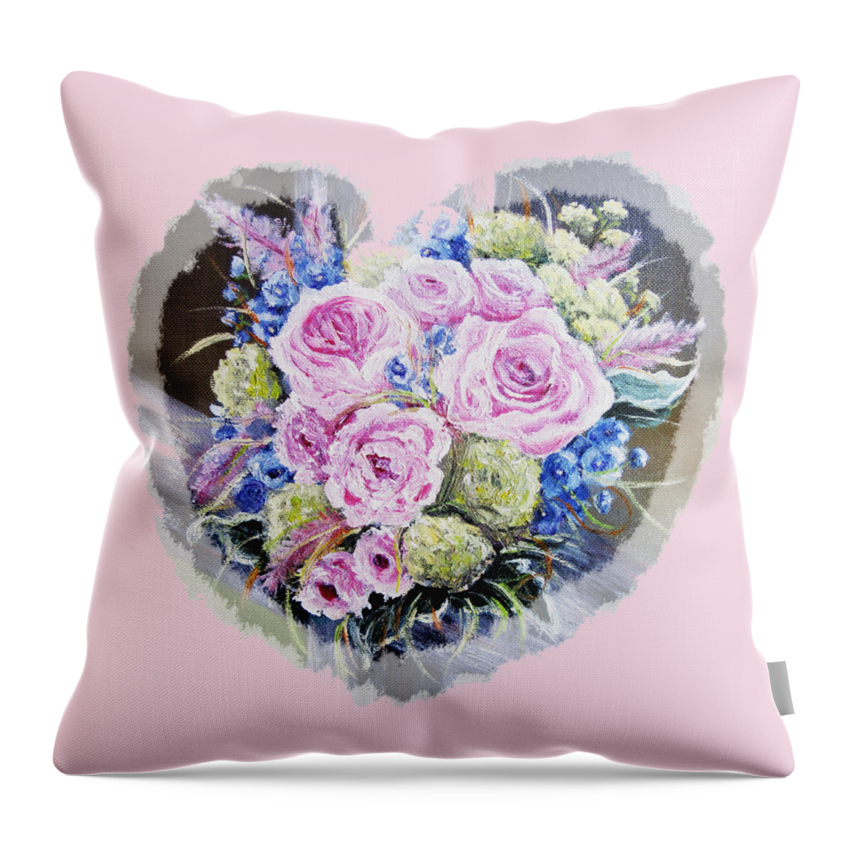  Throw Pillow featuring the painting Heart of rose by Vesna Martinjak