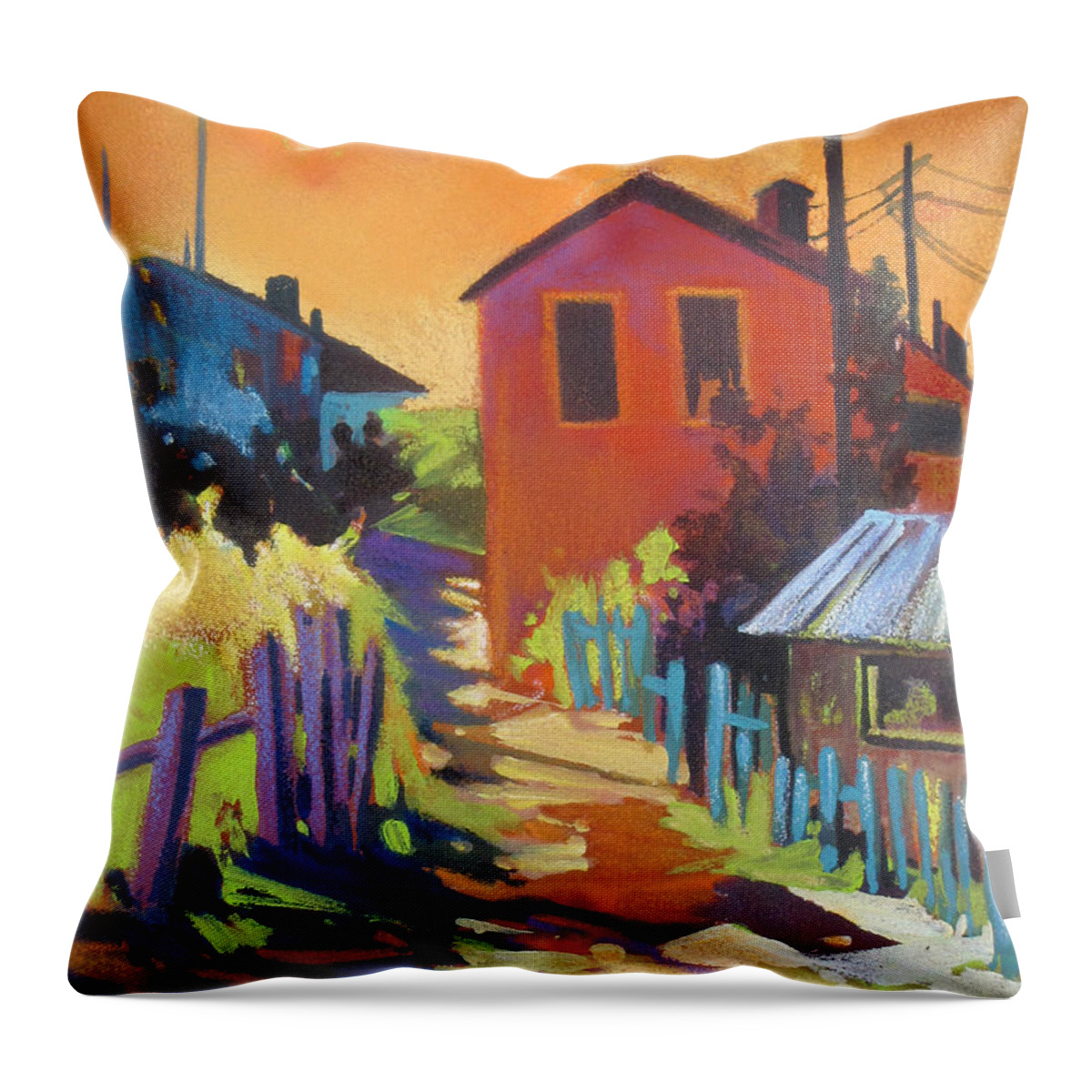 Abstract Throw Pillow featuring the painting Heat Of The Day by Rae Andrews