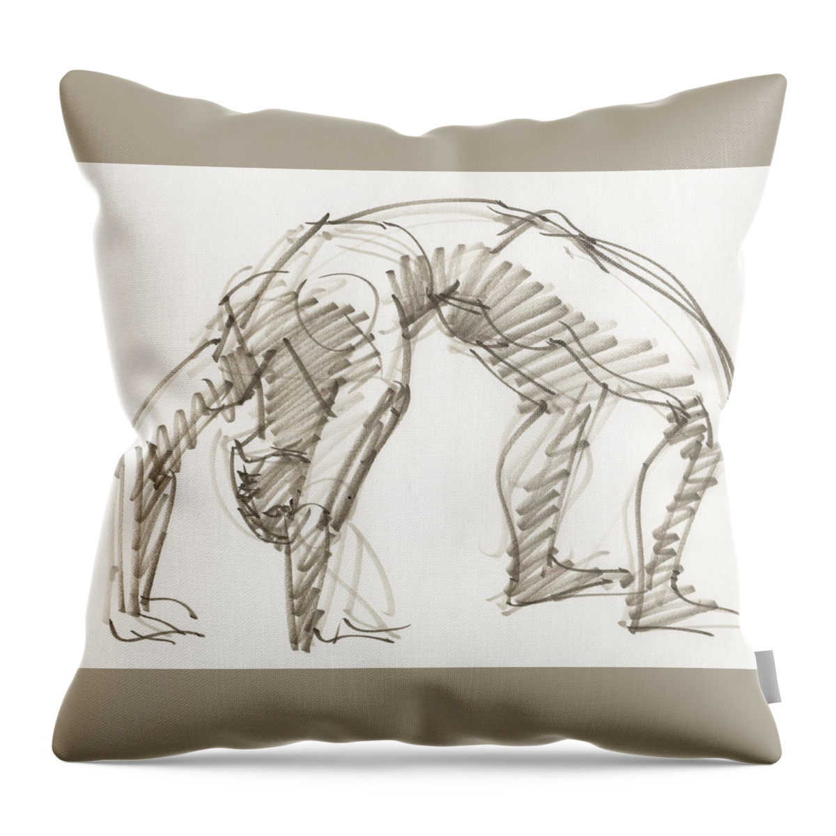 Figure Study Throw Pillow featuring the drawing Bridge by Judith Kunzle