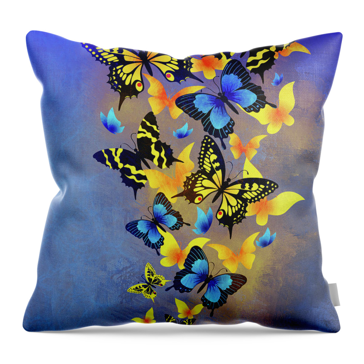 Heavenly Butterflies Throw Pillow featuring the mixed media Heavenly Butterflies Contemporary Art by Georgiana Romanovna