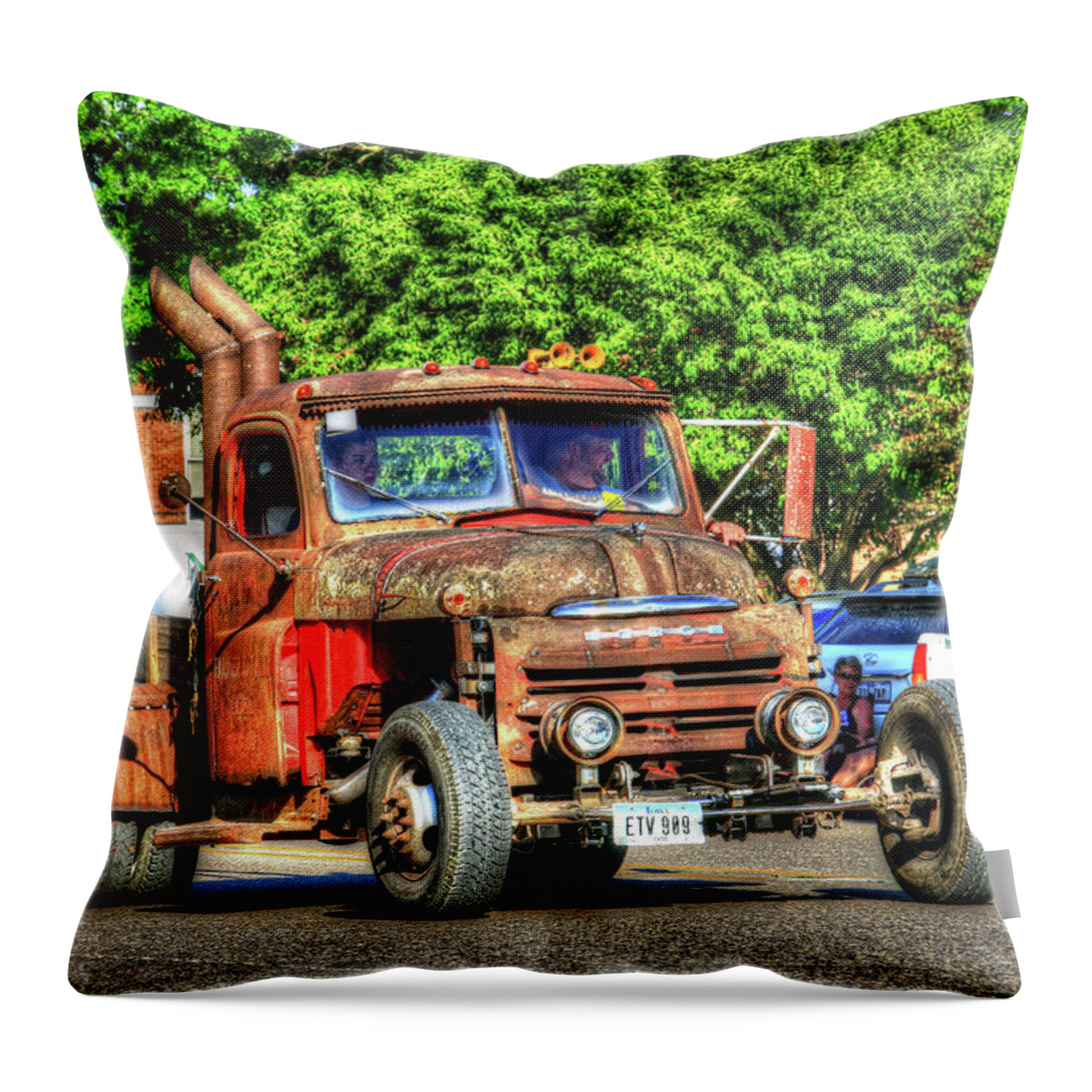 Dodge Throw Pillow featuring the photograph Heavy Duty Custom Dodge by J Laughlin