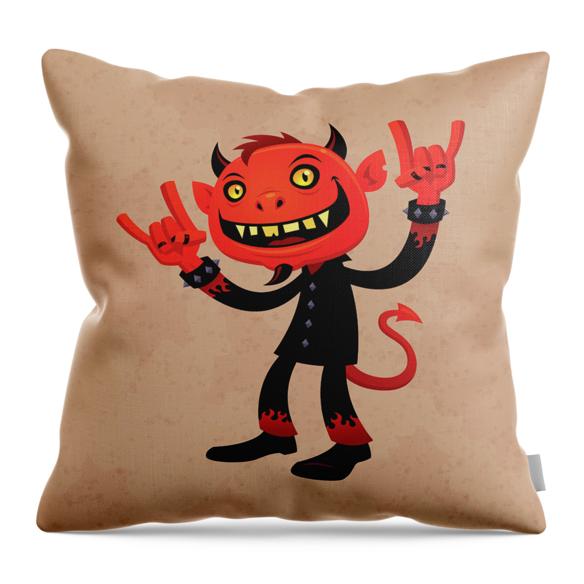 Heavy Metal Throw Pillow featuring the digital art Heavy Metal Devil by John Schwegel