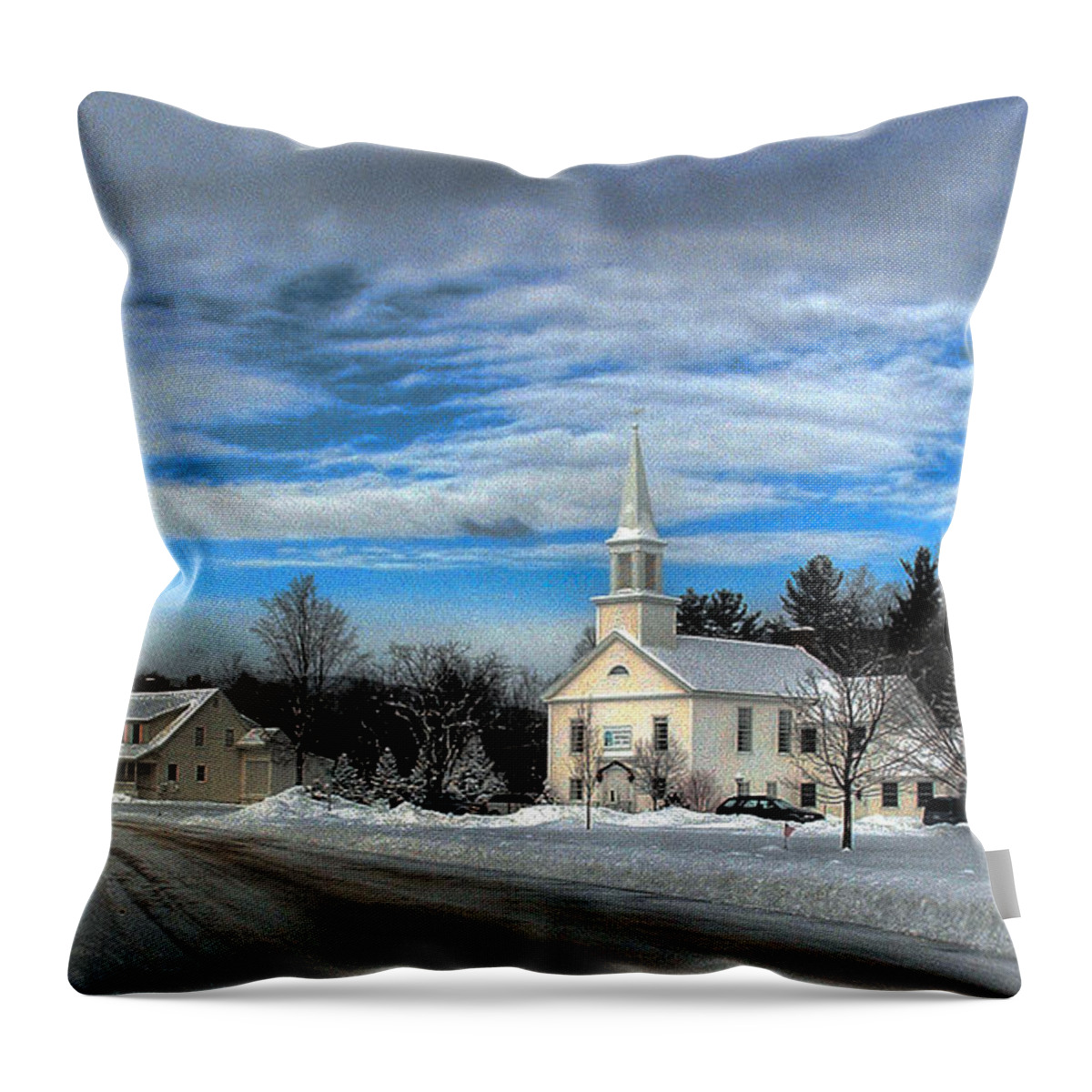 Snow Throw Pillow featuring the photograph New Snow on Hebron Common by Wayne King