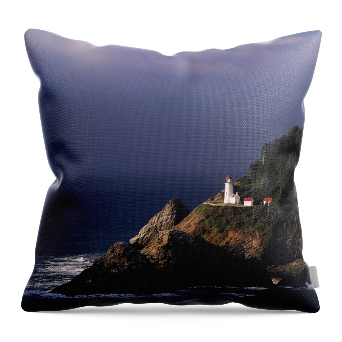 Afternoon Throw Pillow featuring the photograph Heceta Head Lighthouse by Greg Vaughn - Printscapes