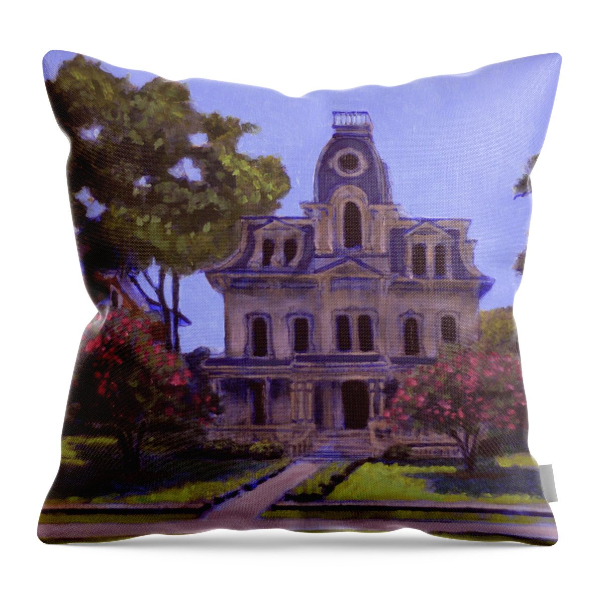 House Portrait Throw Pillow featuring the painting Heck Andrews House by David Zimmerman