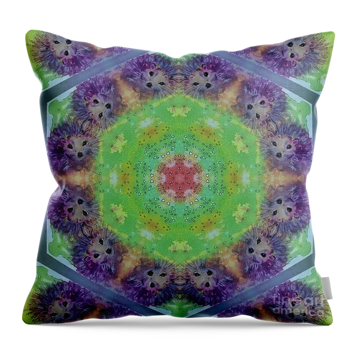 Hedgehog Throw Pillow featuring the digital art Hedgehog Love by Tracey Lee Cassin