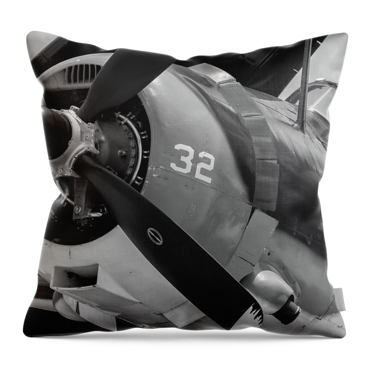 2017 Throw Pillow featuring the photograph Helldiver's Nose - 2017 Christopher Buff, www.Aviationbuff.com by Chris Buff