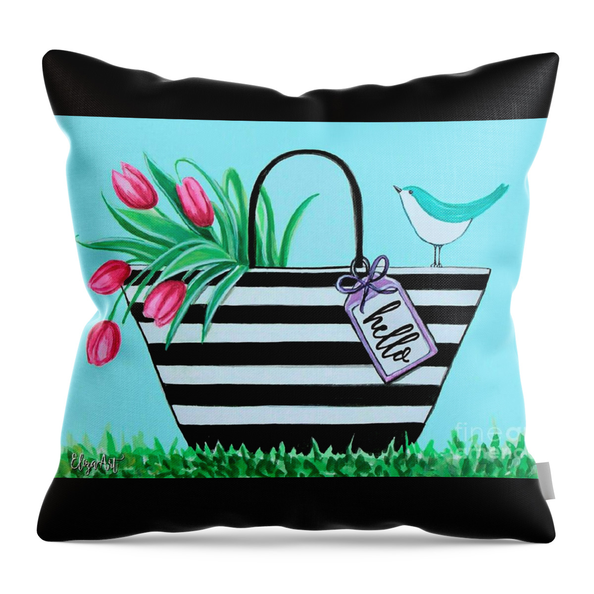 Hello Throw Pillow featuring the painting Hello by Elizabeth Robinette Tyndall