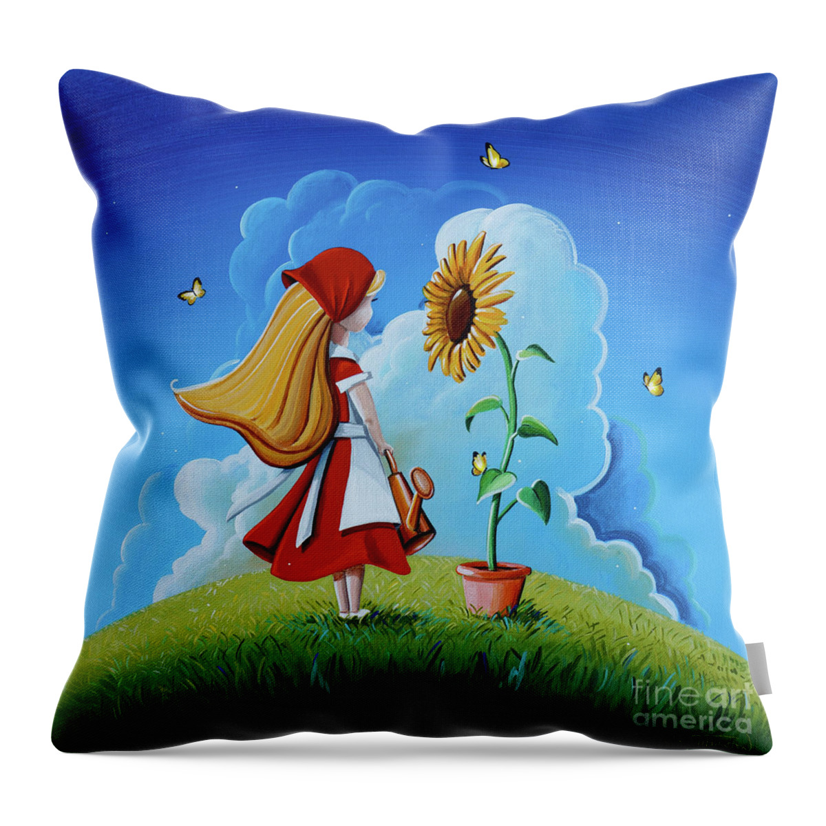 Sunflower Throw Pillow featuring the painting Hello Sunshine by Cindy Thornton