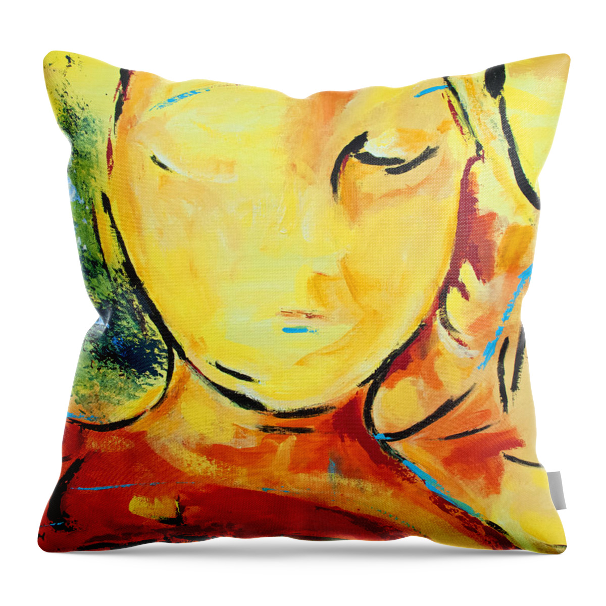 Figurative Throw Pillow featuring the painting Hello Sunshine by Sharon Sieben