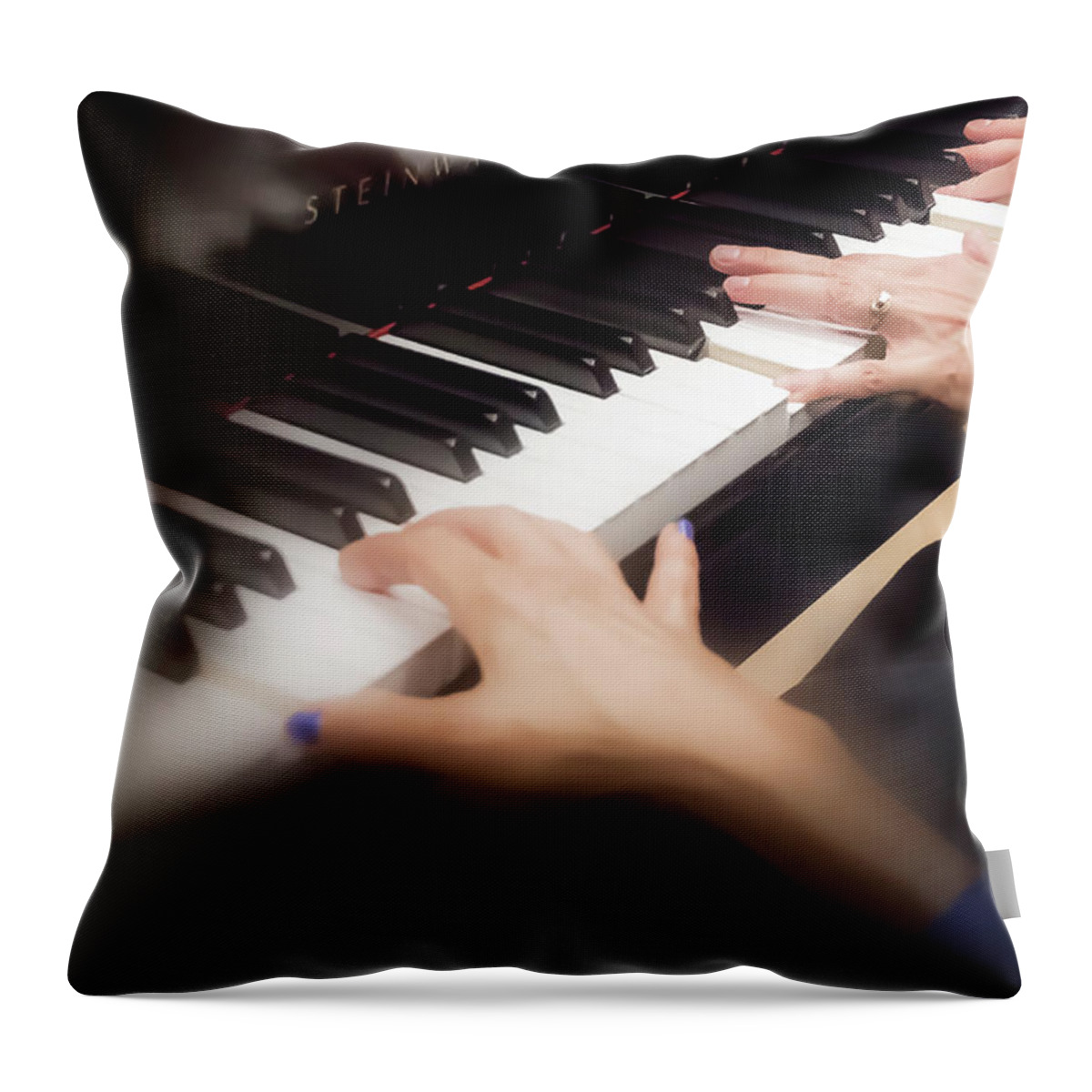 Hands On Piano Keys Throw Pillow featuring the photograph Helping Hand - by Julie Weber