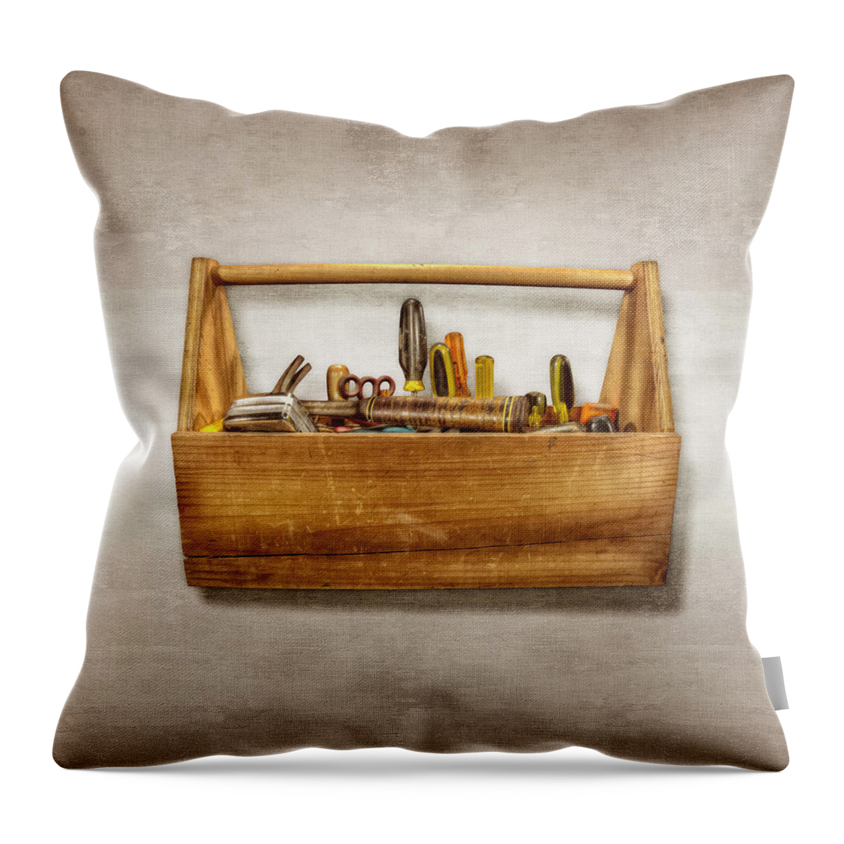 Box Throw Pillow featuring the photograph Henry's Toolbox by YoPedro