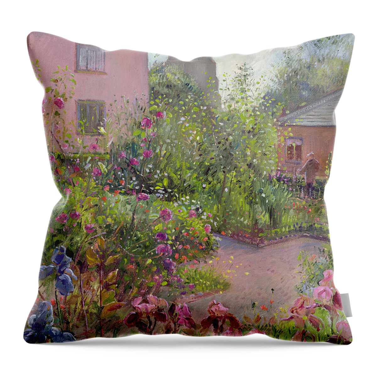 Herb Throw Pillow featuring the painting Herb Garden at Noon by Timothy Easton