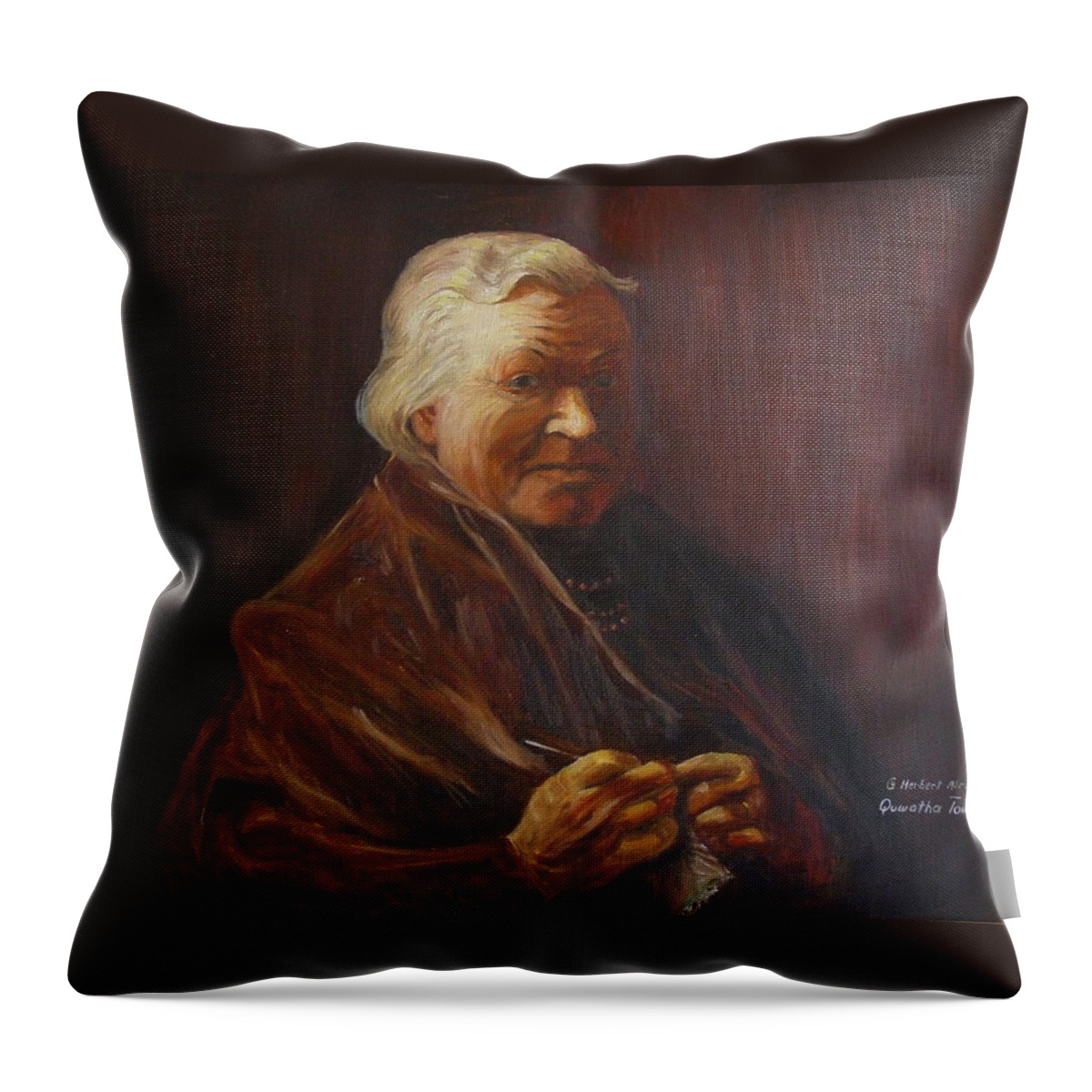Woman Throw Pillow featuring the painting Herbert Abrams Mother by Quwatha Valentine