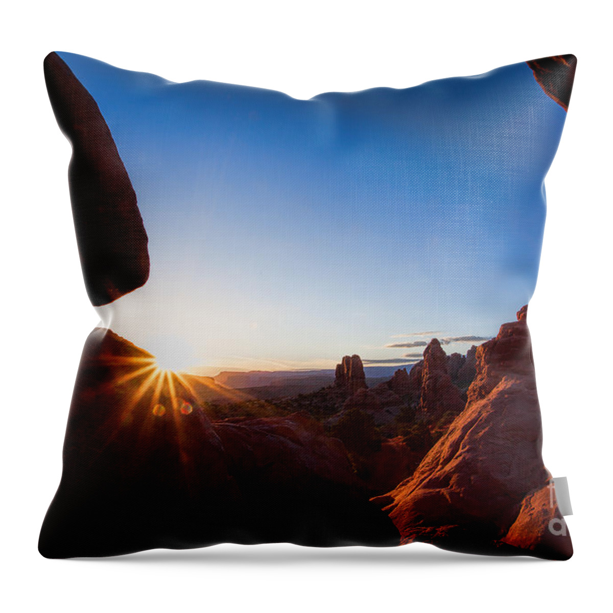 Arches National Park Throw Pillow featuring the photograph Here Comes the Sun by Jim Garrison