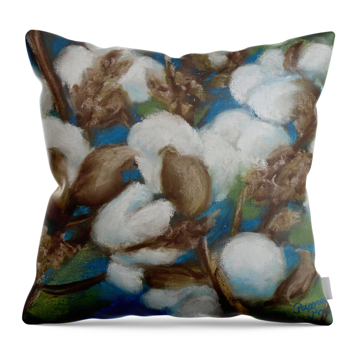 Cotton Throw Pillow featuring the painting Heritage Corridor Cotton by Pamela Poole