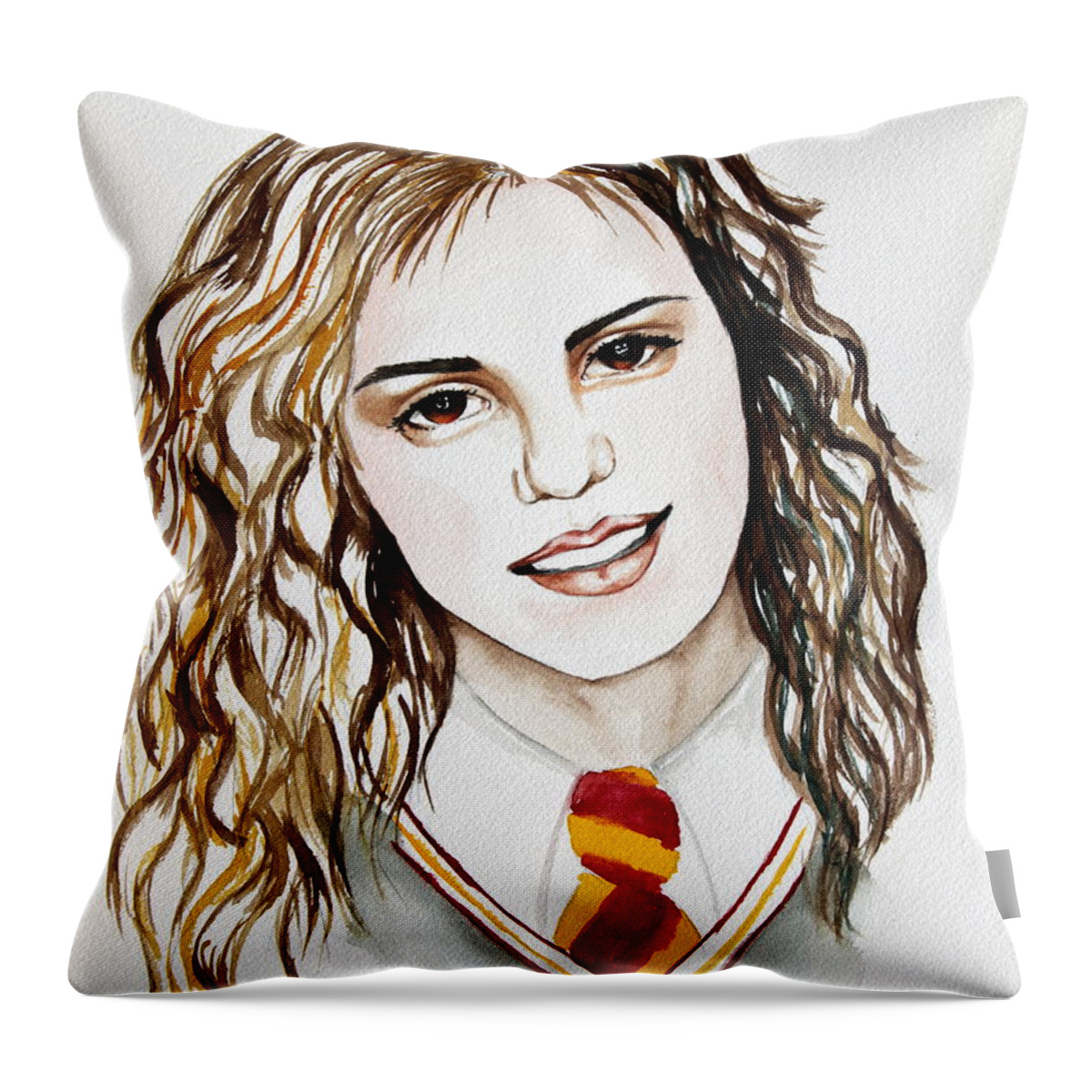 Hermoine Granger Throw Pillow featuring the painting Hermoine Granger by Maria Barry