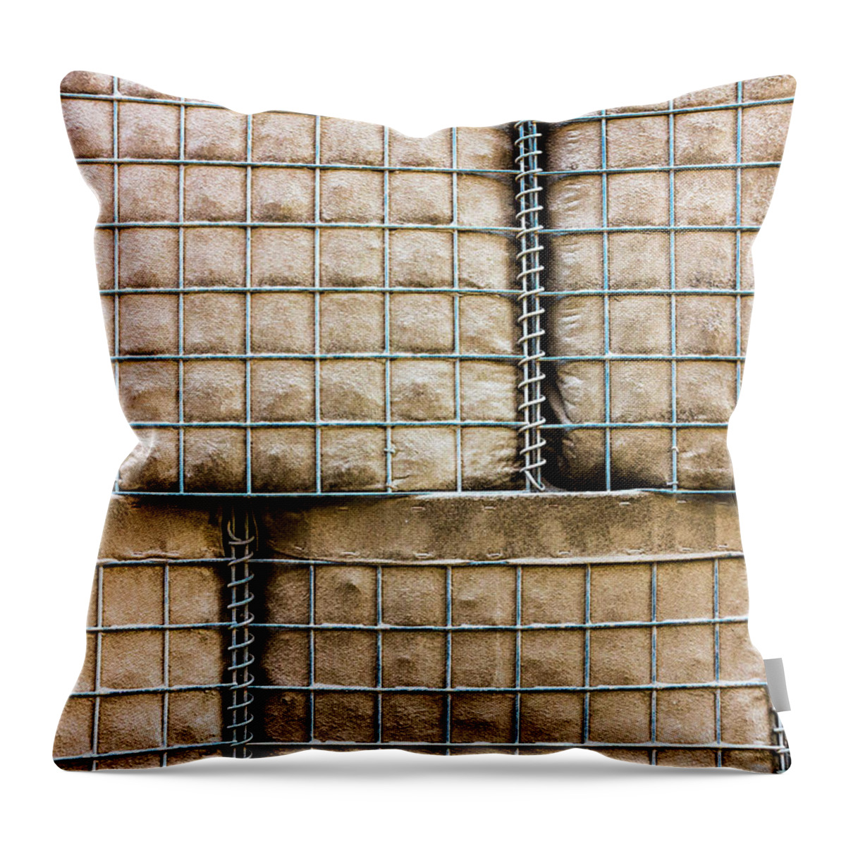 Hesco Throw Pillow featuring the photograph HESCO Barrier Stacks by SR Green