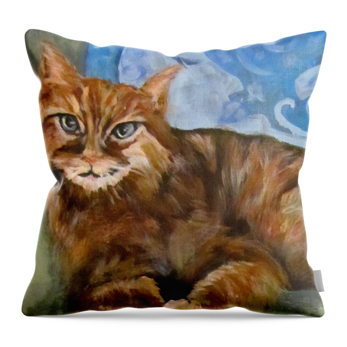 Cat Throw Pillow featuring the painting Hey Diddle Diddle by Barbara O'Toole