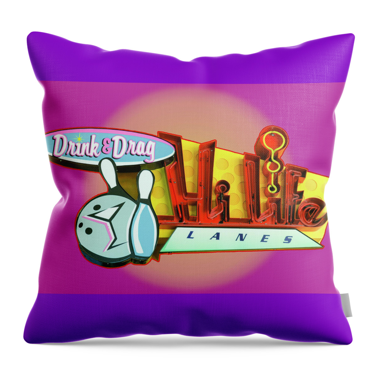 Bowling Throw Pillow featuring the photograph Hi Life Drink and Drag by Jeff Burgess