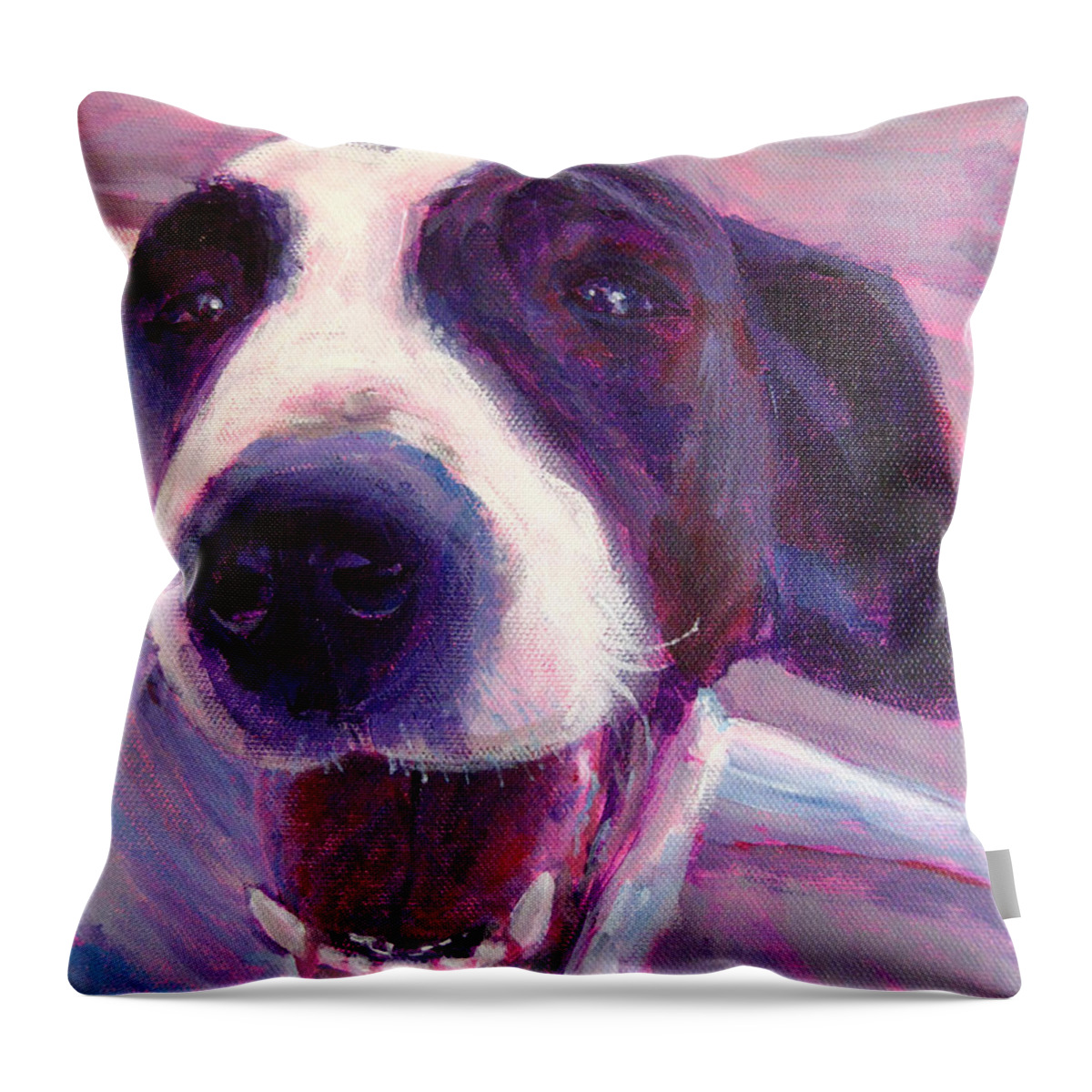 Dog Throw Pillow featuring the painting Hi there doggie by Robie Benve