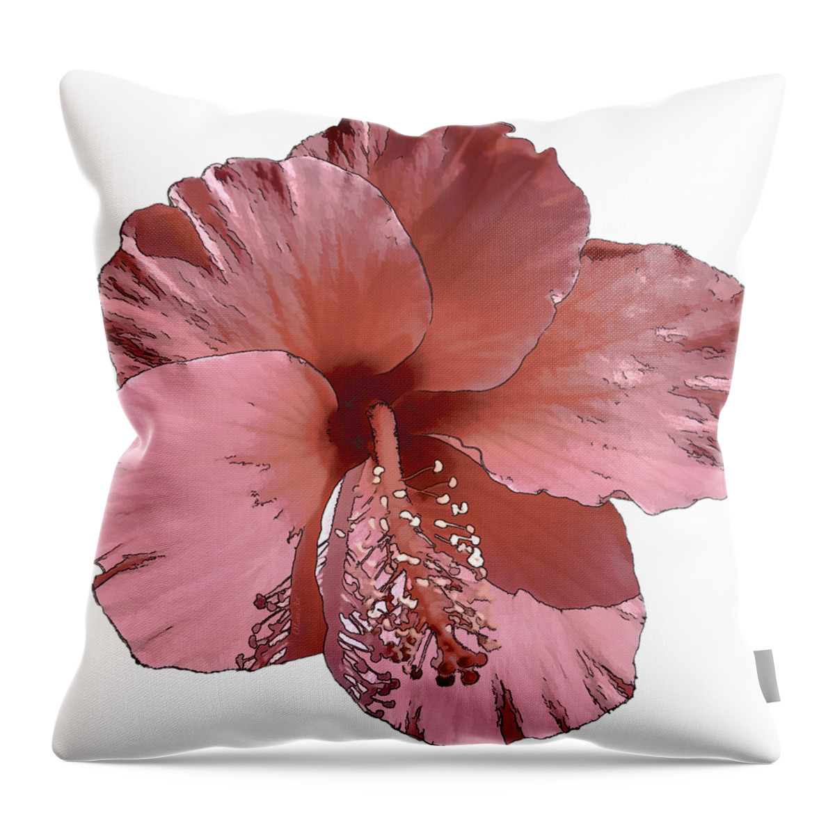  Hibiscus Throw Pillow featuring the digital art Hibiscus Flower by OLena Art