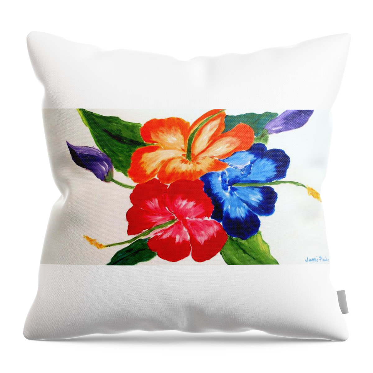 Hibiscus Throw Pillow featuring the painting Hibiscus by Jamie Frier