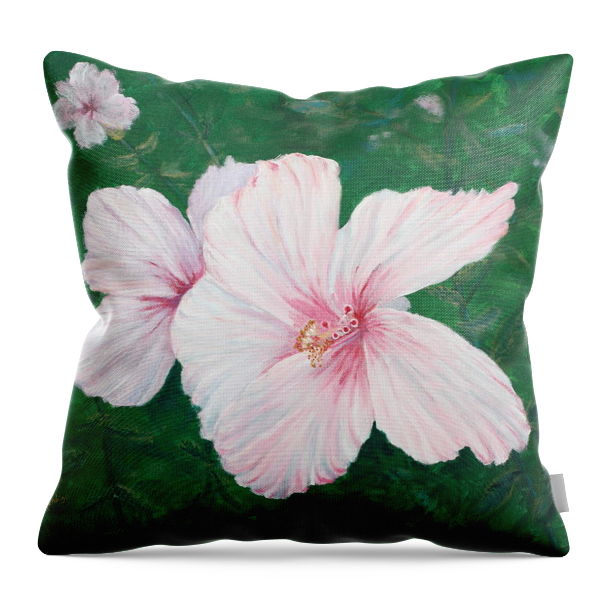 Flower Throw Pillow featuring the painting Hibiscus by Mike Jenkins