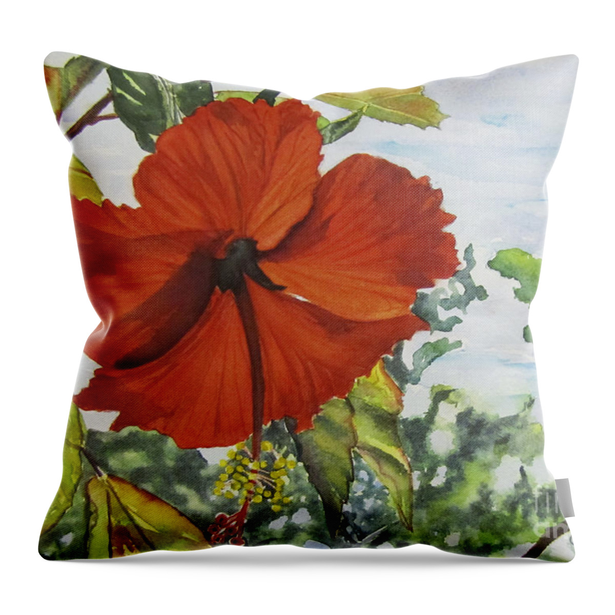 Hibiscus Throw Pillow featuring the painting Hibiscus St Thomas by Carol Flagg