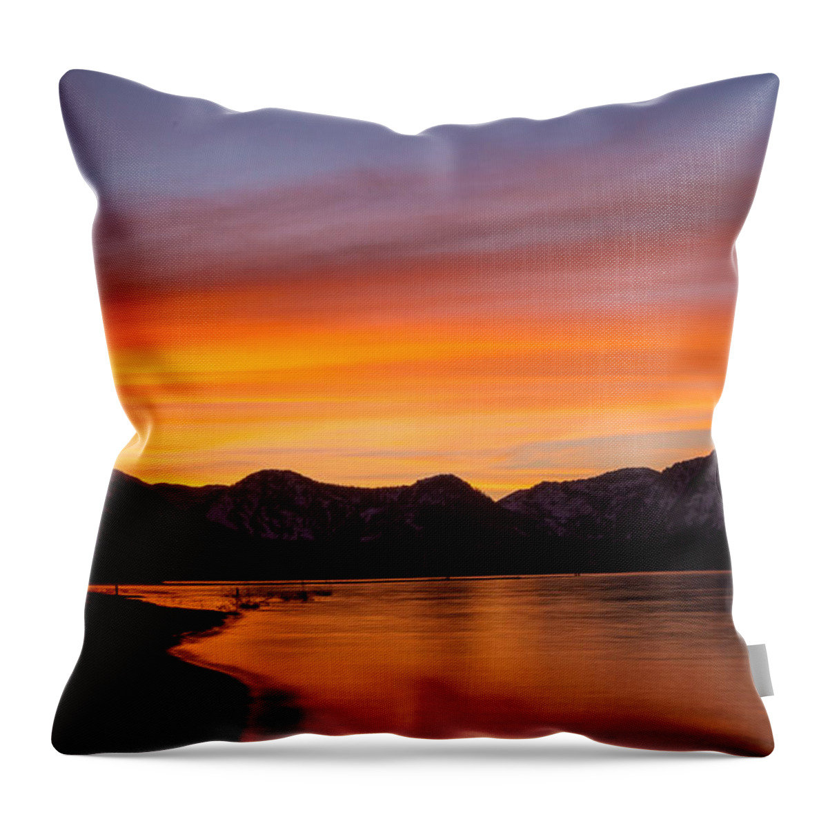 Hidden Beach Sunset Throw Pillow featuring the photograph Hidden Beach Sunset by Mitch Shindelbower