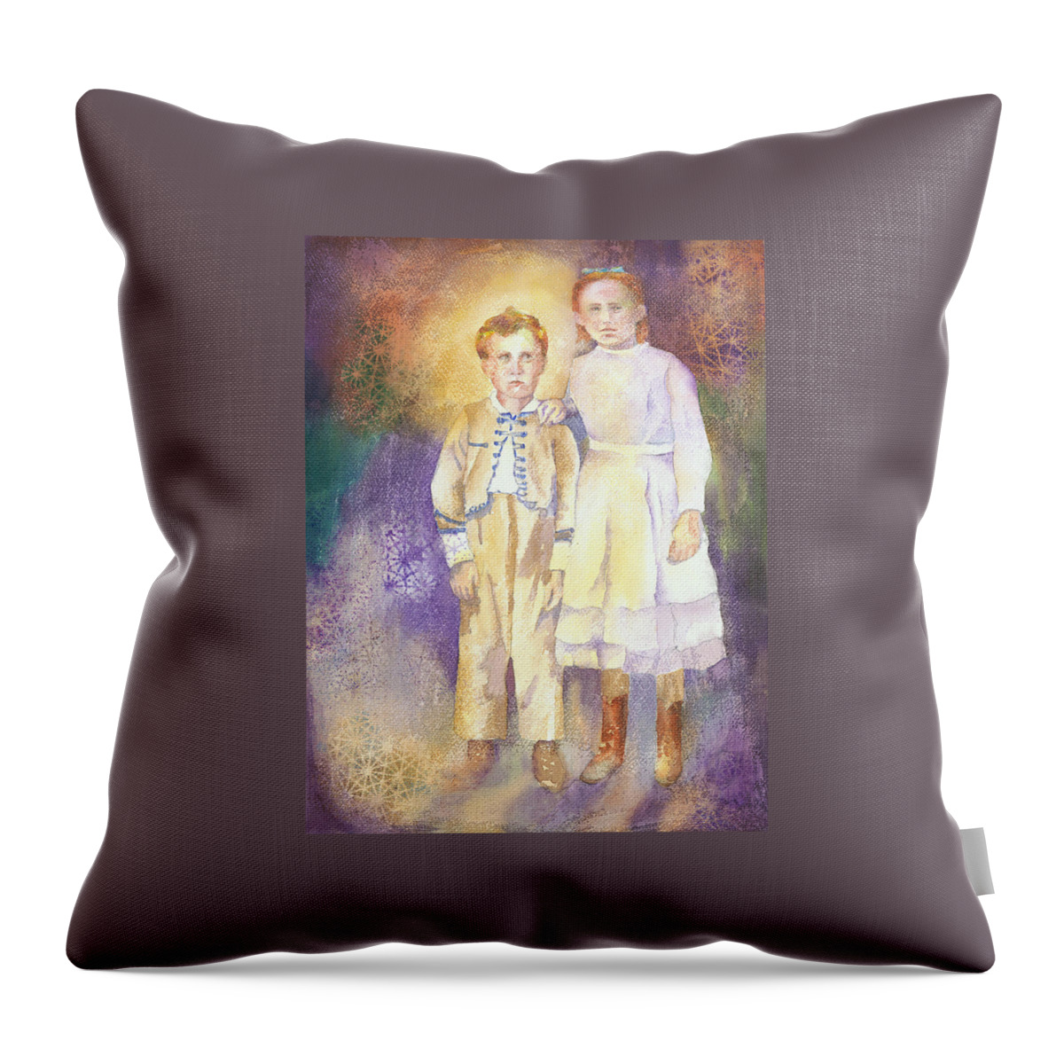 Family Throw Pillow featuring the painting Hidden Treasures by Tara Moorman