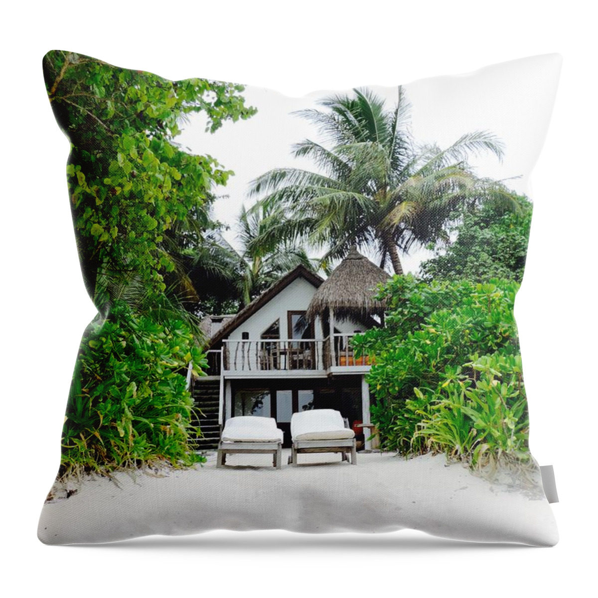 Maldives Throw Pillow featuring the photograph Hidden Villa by Tiffany Marchbanks