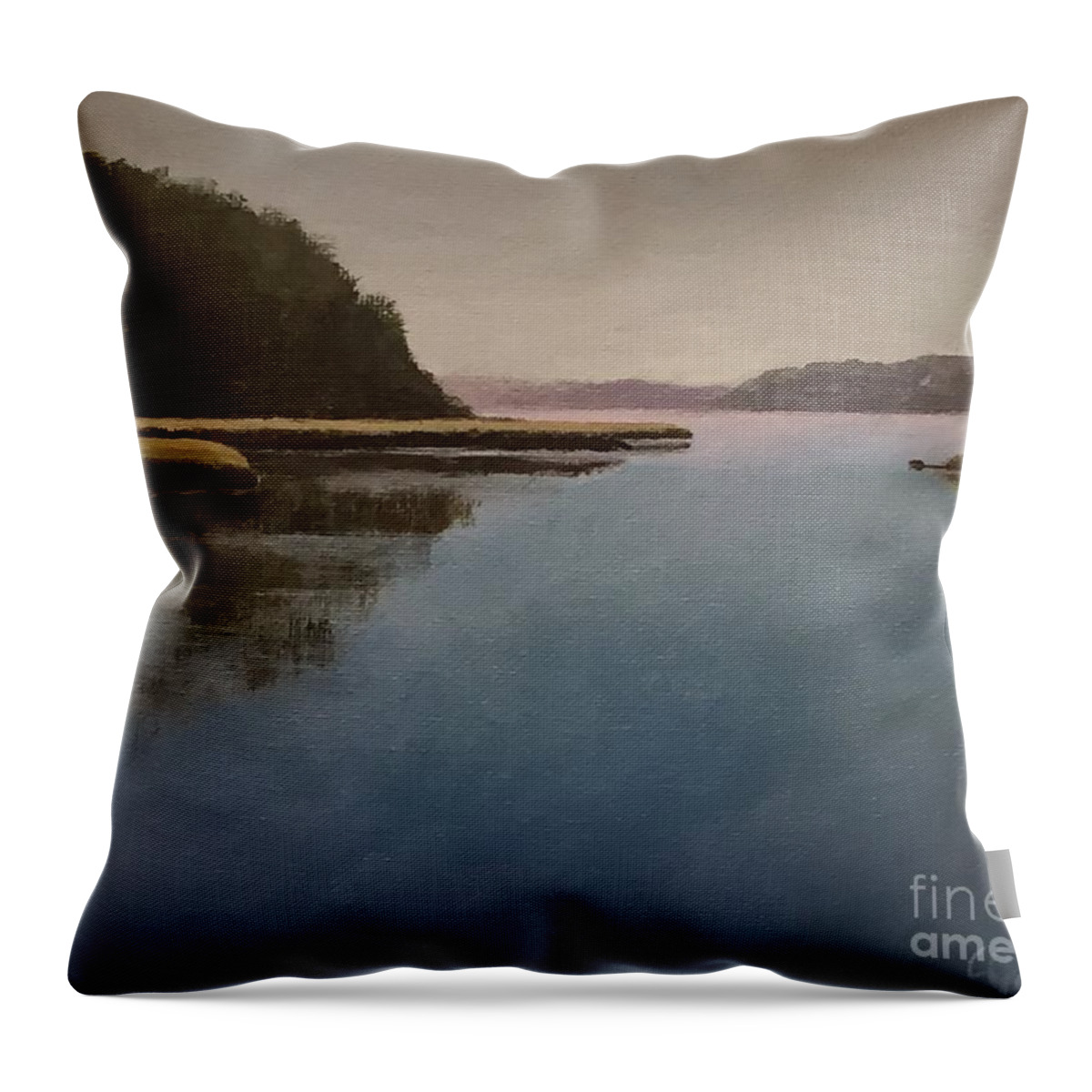 High Throw Pillow featuring the painting High Tide Little River by Claire Gagnon