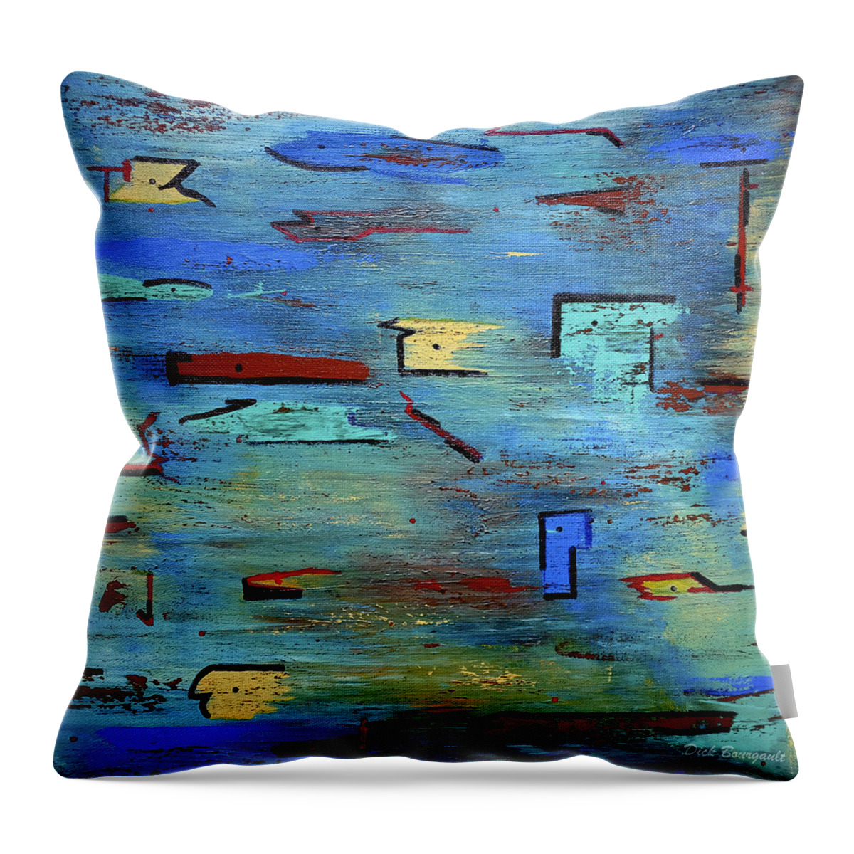 Abstract Throw Pillow featuring the painting Hierarchy by Dick Bourgault
