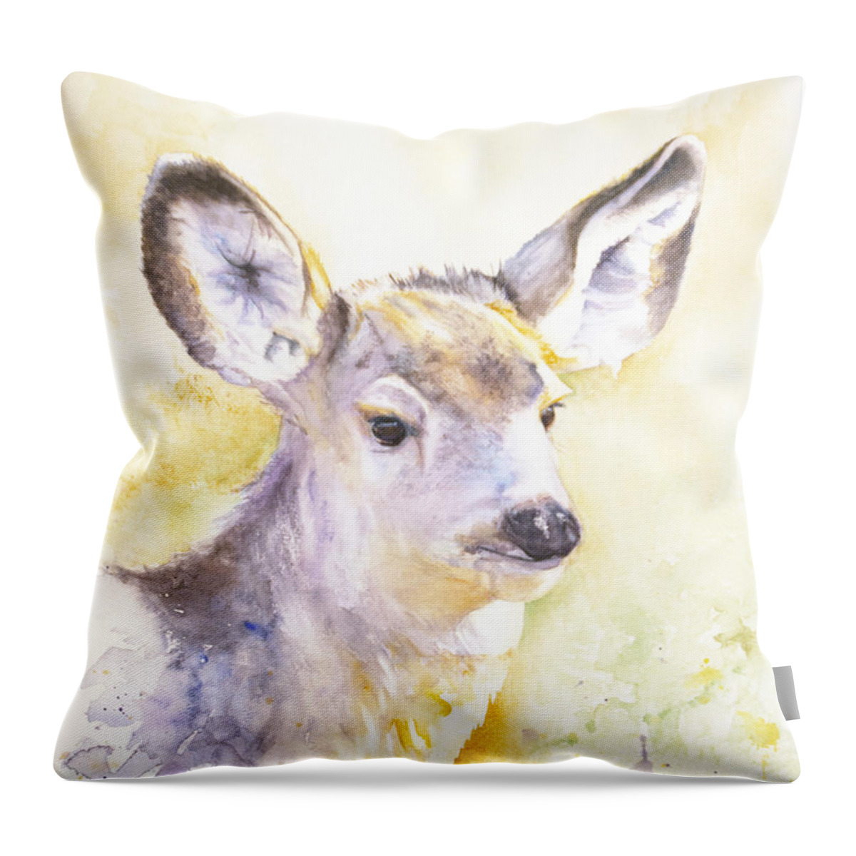 Deer Throw Pillow featuring the painting High Alert by Marsha Karle